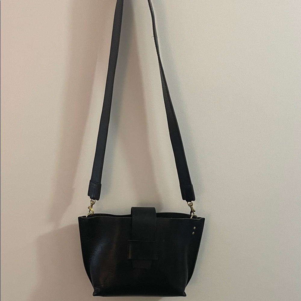 Penny Royal Black Leather Shoulder Bag